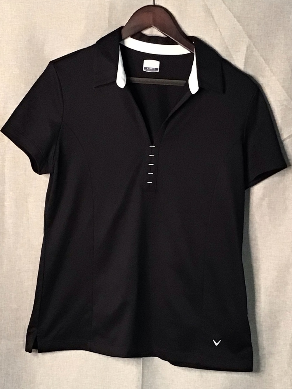 Callaway Black Short-Sleeve Polo with White Collar Accents